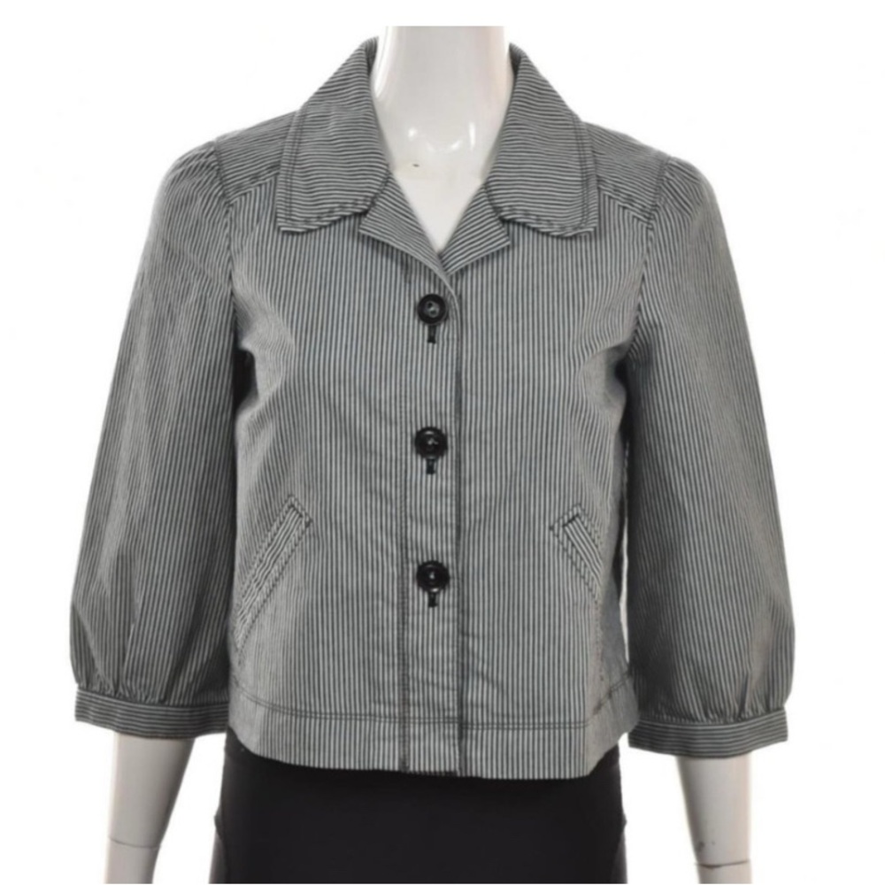 LOFT Women's Black and White Striped Blazer